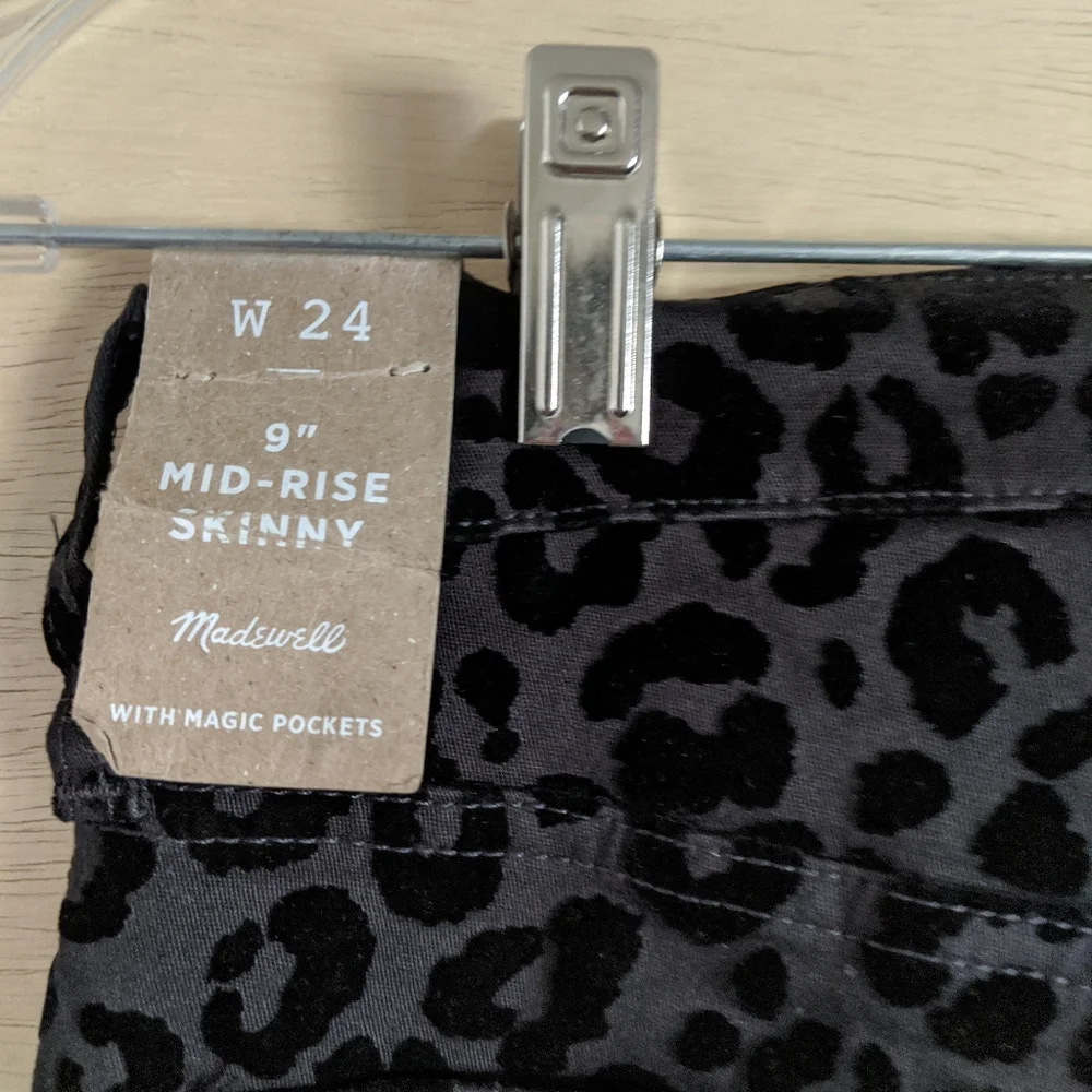 NWT MADEWELL 9" Mid Rise Black Leopard Skinny Jean - Picture 13 of 16